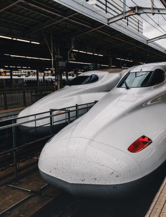 Train of Shinkansen high-speed rail network in Japan A train of Shinkansen high-speed rail network in Japan
